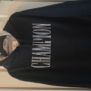 CHAMPION BRAND SIGNATURE MEN'S BLACK PULLOVER SWEATSHIRT HOODIE SIZE MEDIUM